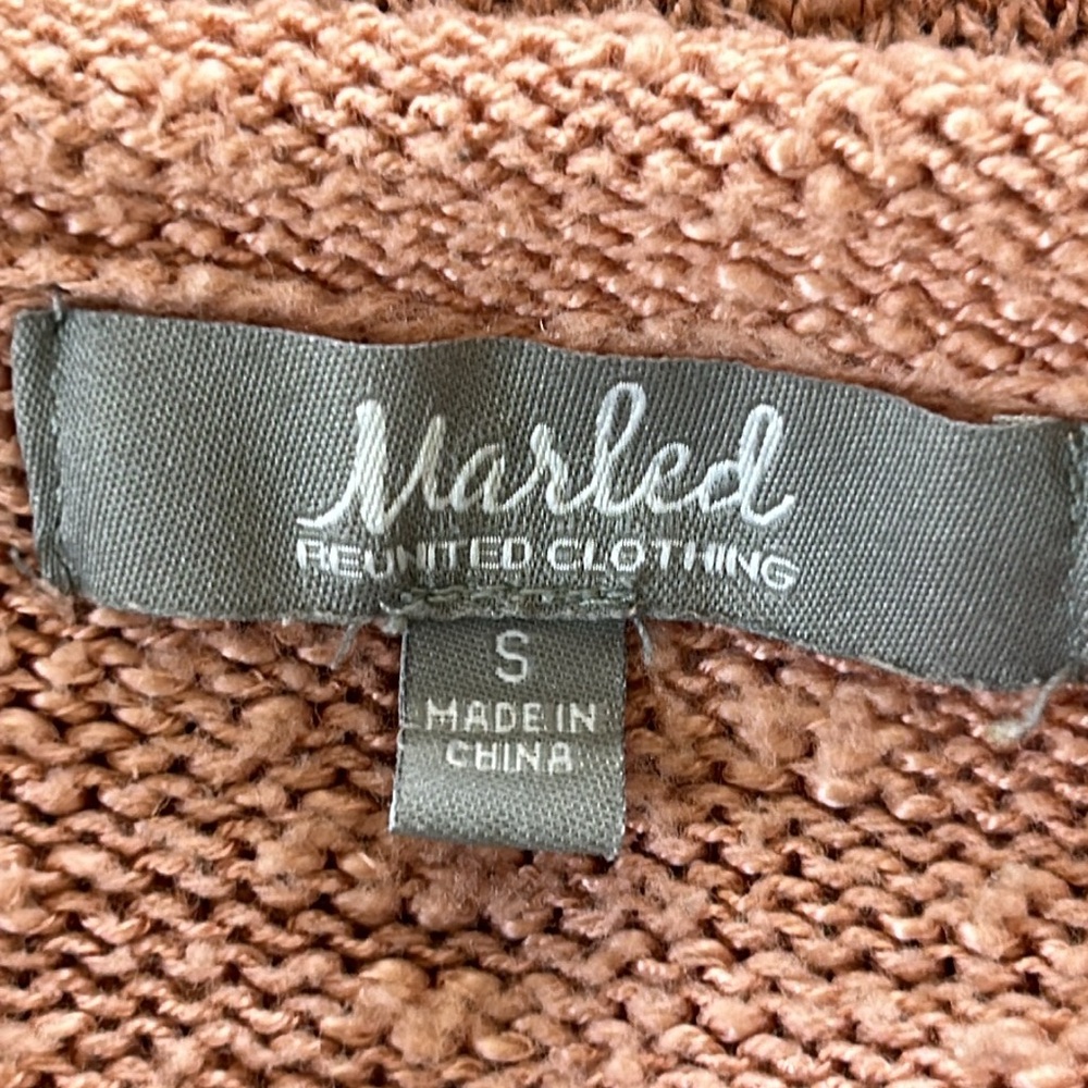 Marled Dusty Rose "BEACH" Loose-Knit Acrylic Sweater Sz Small w MEASUREMENTS! - Picture 2 of 12